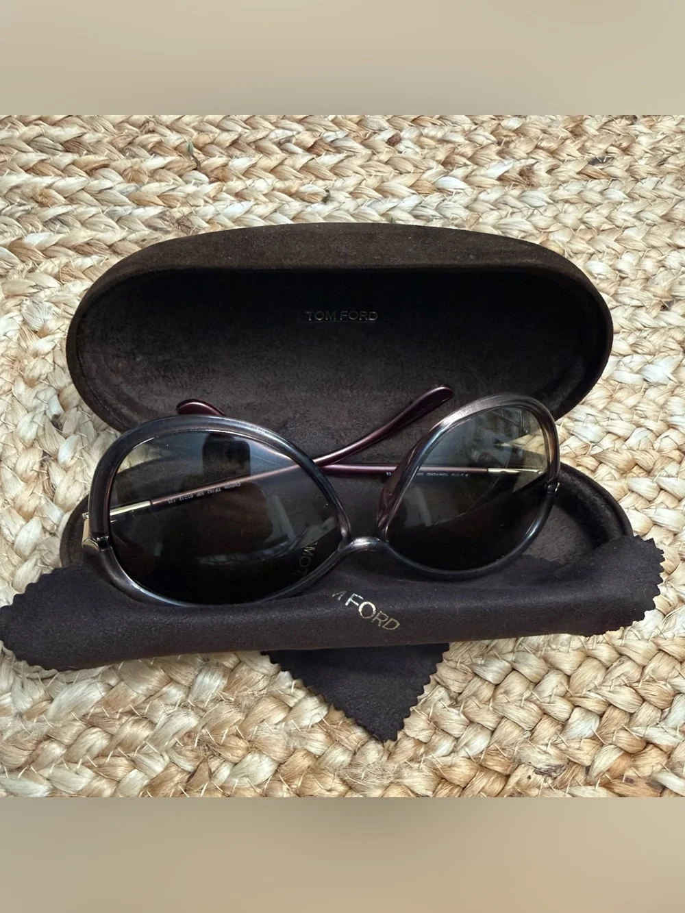 Tom Ford Clothide Women’s Purple Brown Gradient Oversized Sunglasses TF162
